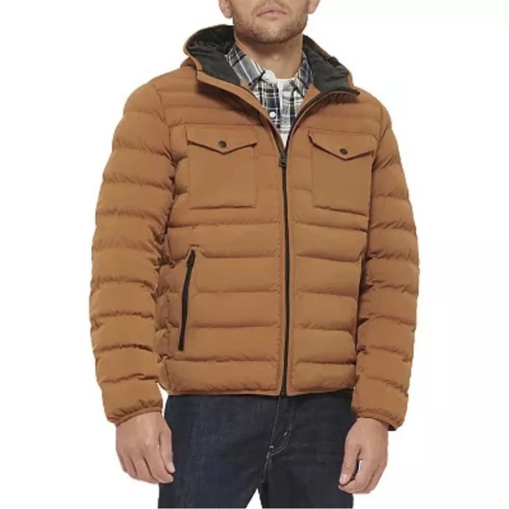 Men's Levi's® Stretch Two Pocket Quilted Hooded Jacket - Size Medium